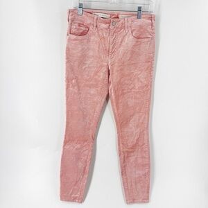 ✅ Anthropologie Pilcro & the Letterpress Pink Crushed Velvet High Rise Skinny 27